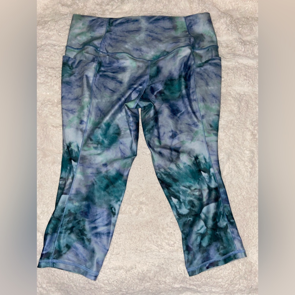 Athleta Blue-Green Tie-Dye Leggings - Picture 5 of 8